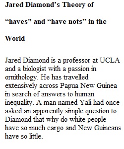 Jared Diamond Essay
